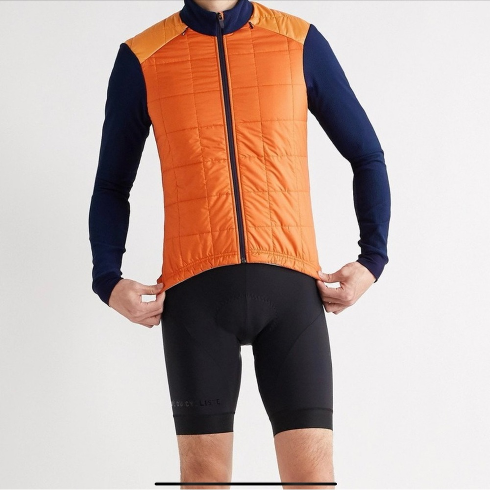 Cafe du Cycliste - Léonie Knit and Quilted Shell Jacket - Orange Sz XL